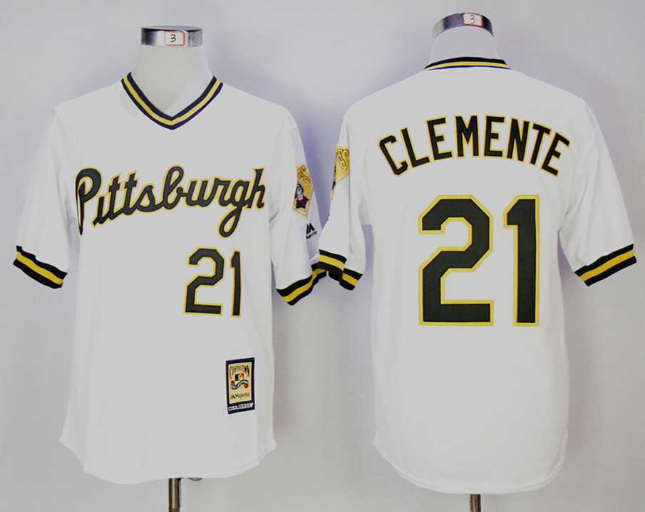 Pittsburgh Pirates #21 Roberto Clemente White Cooperstown Collection Stitched MLB Jerseys