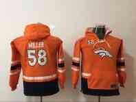 Youth Denver Broncos #58 Von Miller Orange All Stitched Hooded Sweatshirt