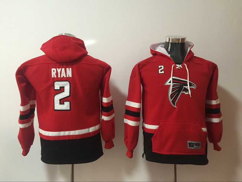 Youth Nike Atlanta Falcons #2 Matt Ryan Red All Stitched Hooded Sweatshirt