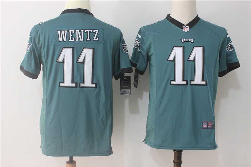 Youth Nike Philadelphia Eagles #11 Carson Wentz Green Team Color Game Stitched Jerseys