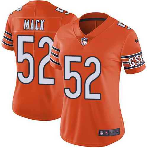 Women Nike Bears 52 Khalil Mack Orange Color Rush Limited Jersey Dzhi
