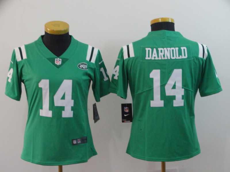 Women Nike Jets 14 Sam Darnold Green Color Rush Limited Jersey