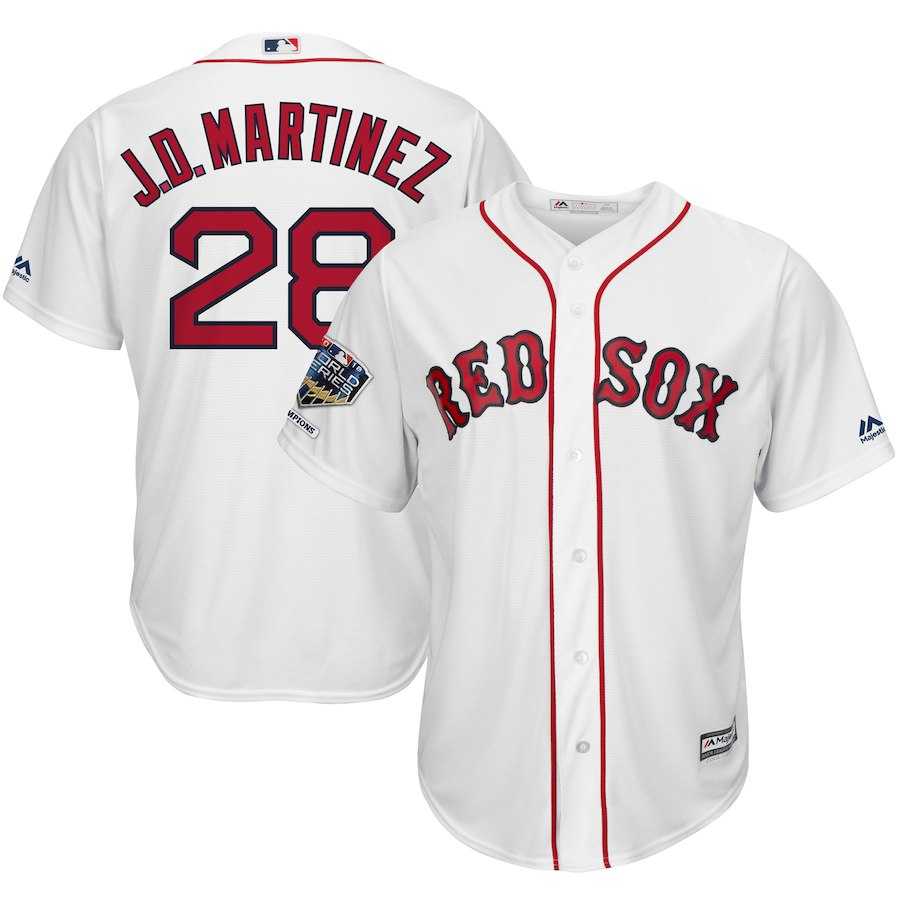 Red Sox 28 J.D. Martinez White 2018 World Series Champions Home Cool Base Player Jersey Dzhi