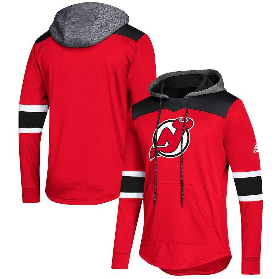 Women New Jersey Devils Red Customized All Stitched Hooded Sweatshirt