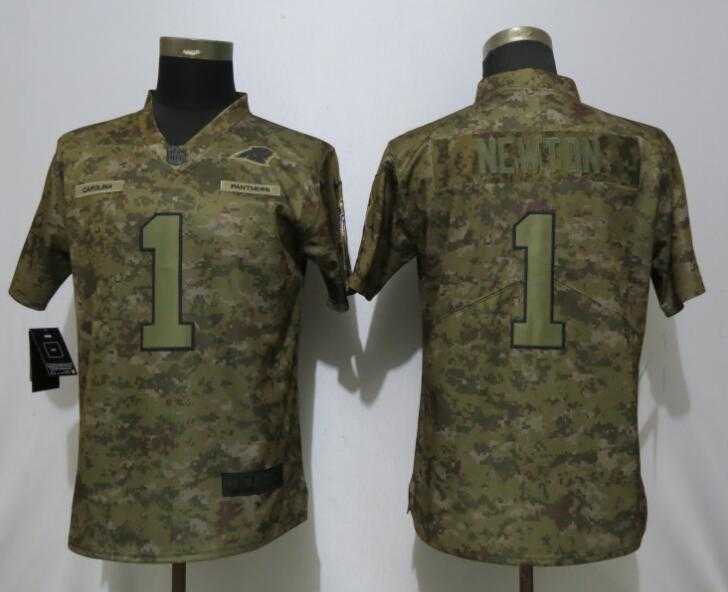 Women Nike Panthers 1 Cam Newton Camo Salute To Service Limited Jersey