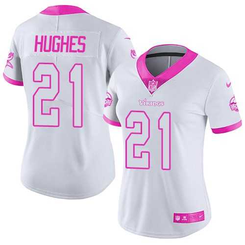 Women Nike Vikings 21 Mike Hughes White Pink Rush Limited Jersey Dzhi