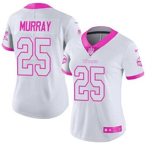 Women Nike Vikings 25 Latavius Murray White Pink Rush Limited Jersey Dzhi