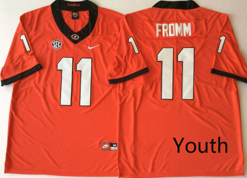 Youth Georgia Bulldogs 11 Jake Fromm Red Nike College Football Jersey