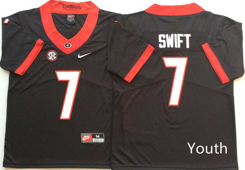 Youth Georgia Bulldogs 7 D'Andre Swift Black Nike College Football Jersey