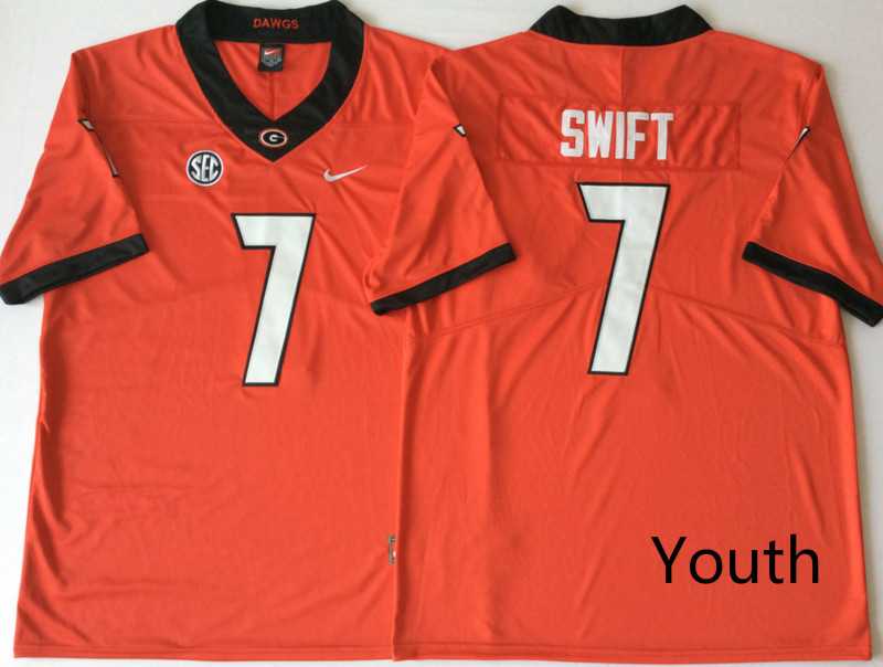 Youth Georgia Bulldogs 7 D'Andre Swift Red Nike College Football Jersey