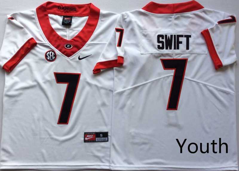 Youth Georgia Bulldogs 7 D'Andre Swift White Nike College Football Jersey