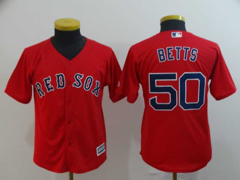 Youth Red Sox 50 Mookie Betts Red Cool Base Jersey