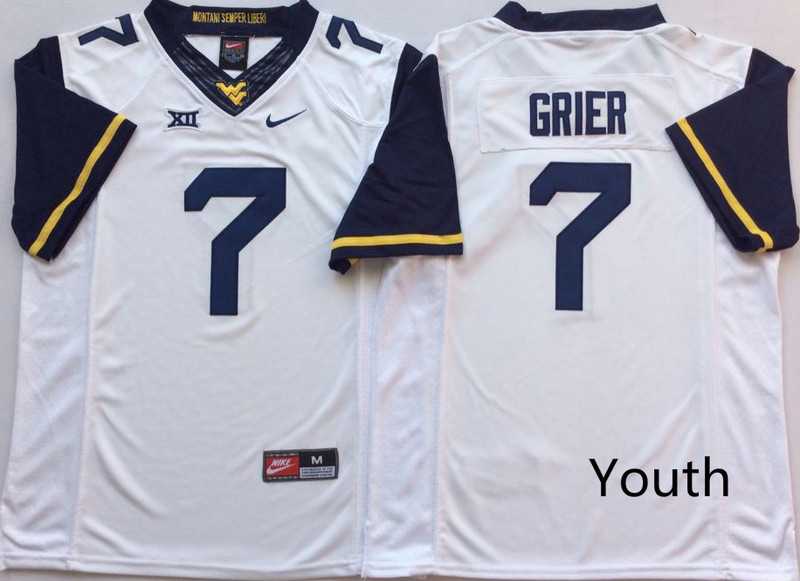 Youth West Virginia Mountaineers 7 Will Grier White Nike College Football Jersey