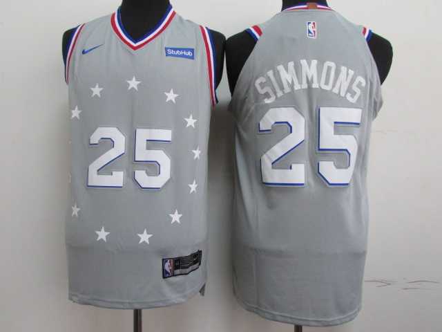 76ers 25 Ben Simmons Gray 2018 19 City Edition Nike Authentic Jersey