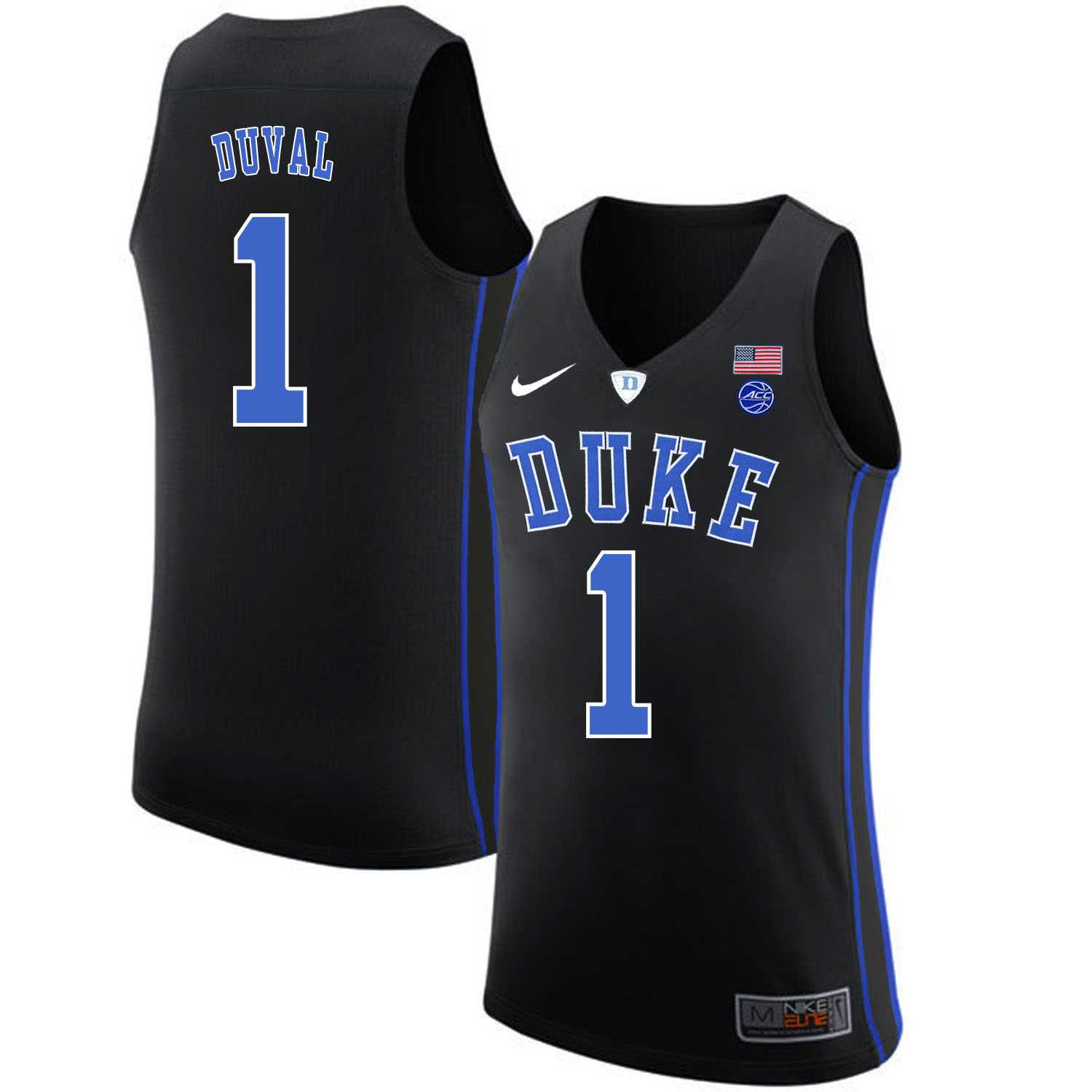 Duke Blue Devils 1 Trevon Duval Black Nike College Basketabll Jersey Dzhi