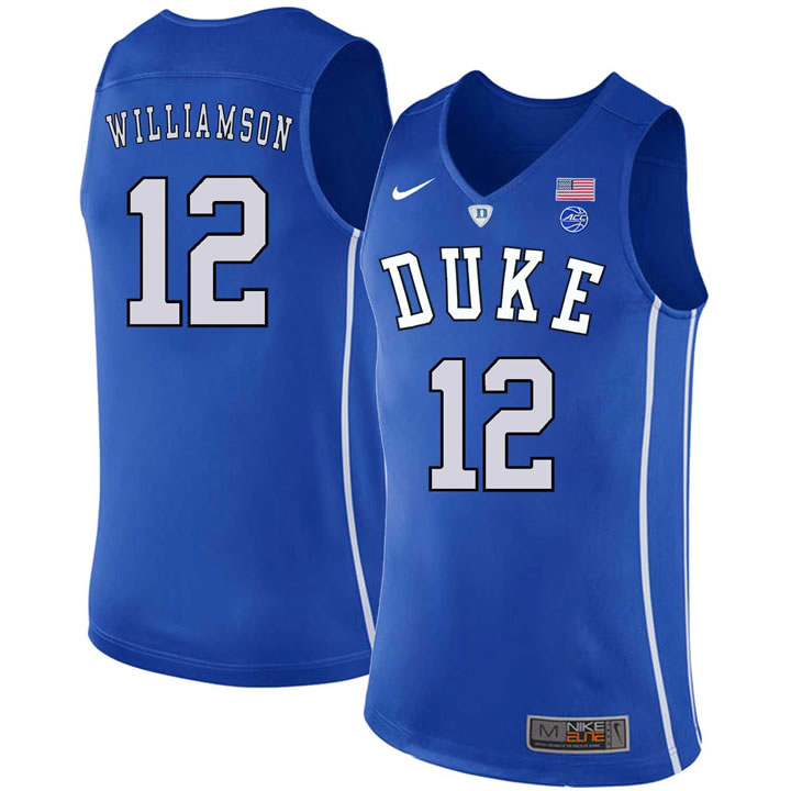 Duke Blue Devils 12 Zion Williamson Blue Nike College Basketball Jersey Dzhi