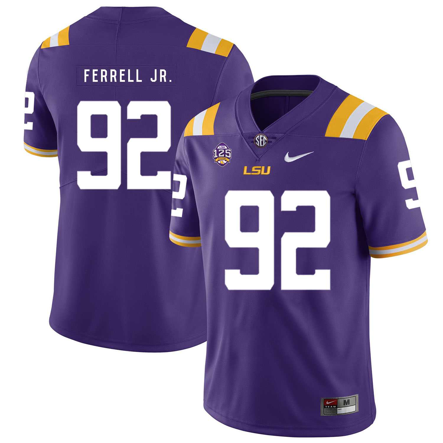 LSU Tigers 92 Neil Ferrell Jr. Purple Nike College Football Jersey Dzhi