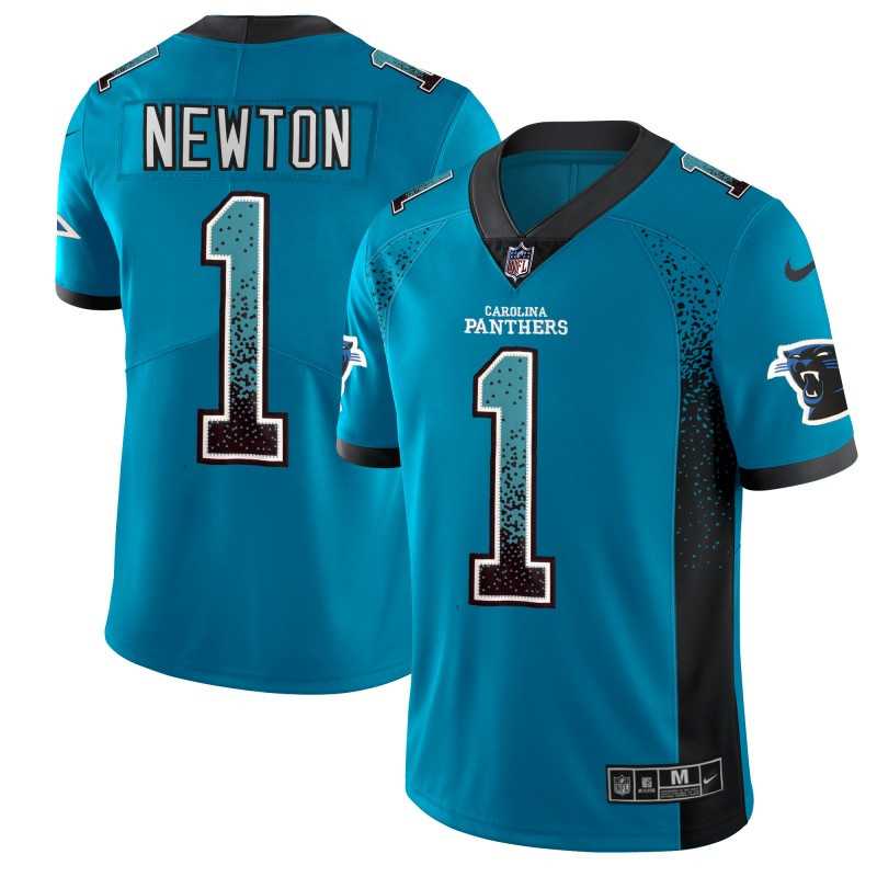 Nike Panthers 1 Cam Newton Blue Drift Fashion Limited Jersey Woerma