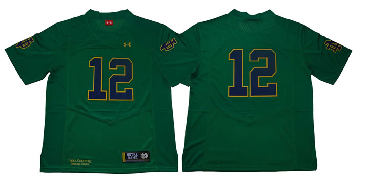 Notre Dame 12 Green Under Armour College Football Jersey