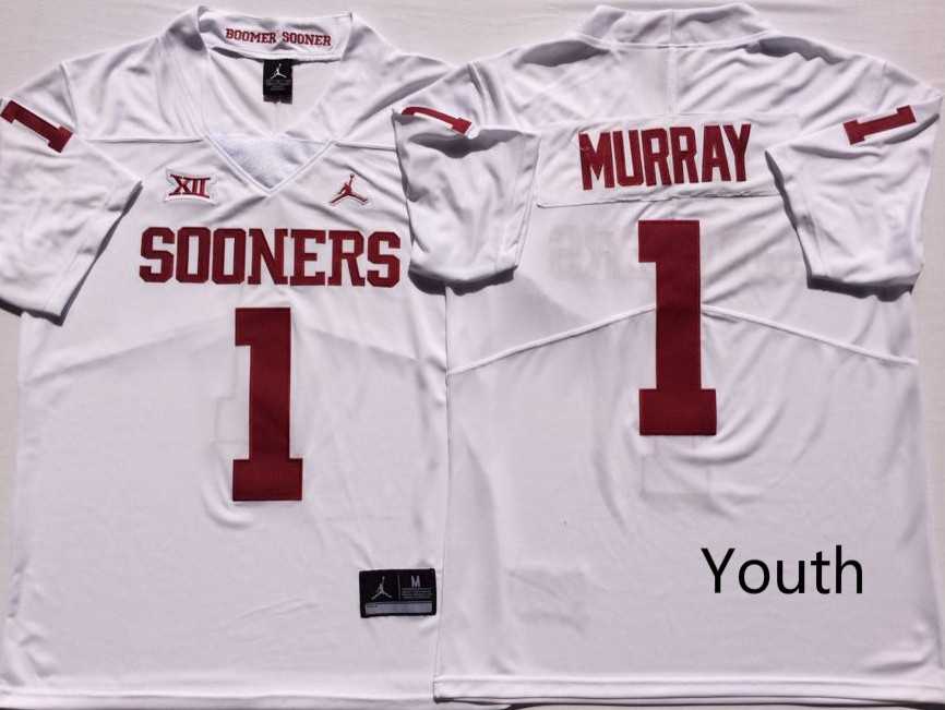 Youth Oklahoma Sooners 1 Kyler Murray White College Football Jersey