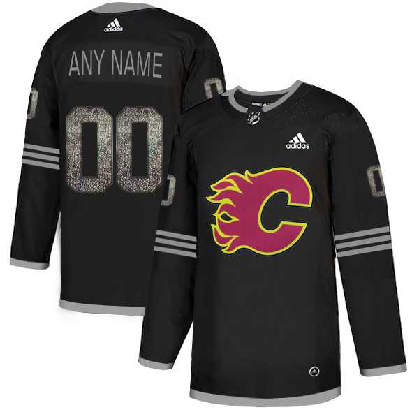 Customized Men's Flames Any Name & Number Black Shadow Logo Print Adidas Jersey