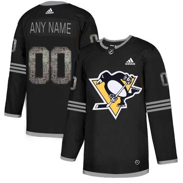 Customized Men's Penguins Any Name & Number Black Shadow Logo Print Adidas Jersey