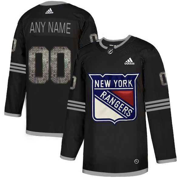 Customized Men's Rangers Any Name & Number Black Shadow Logo Print Adidas Jersey