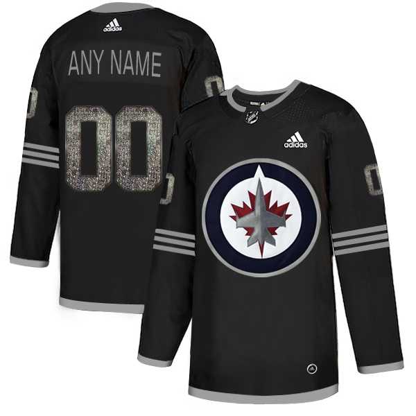 Customized Men's Winnipeg Jets Any Name & Number Black Shadow Logo Print Adidas Jersey