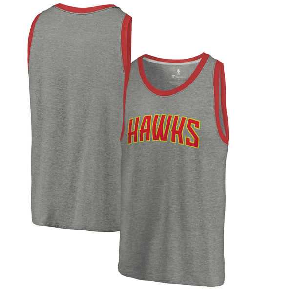 Atlanta Hawks Fanatics Branded Wordmark Tri-Blend Tank Top - Heathered Gray