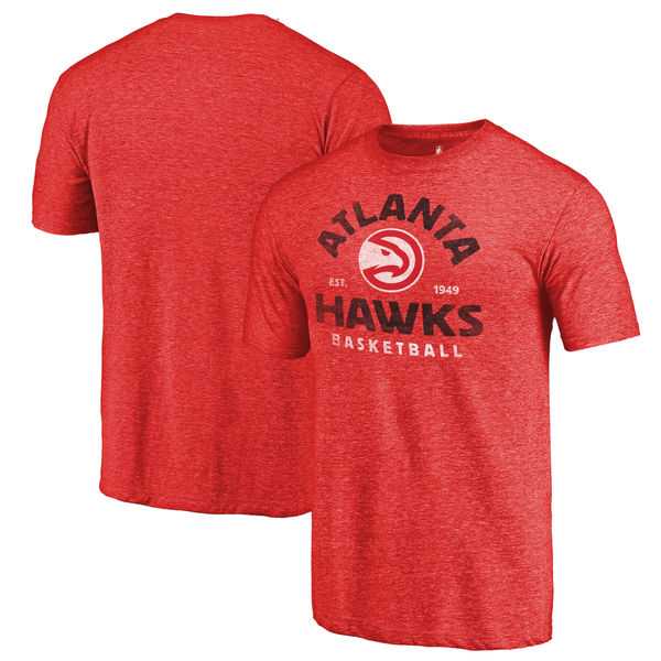 Atlanta Hawks Red Vintage Arch Fanatics Branded Tri-Blend T-Shirt
