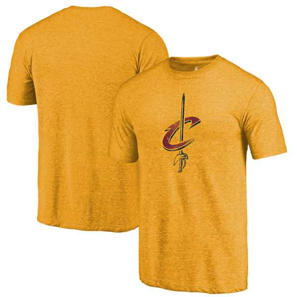 Cleveland Cavaliers Gold Distressed Logo Fanatics Branded Tri-Blend T-Shirt