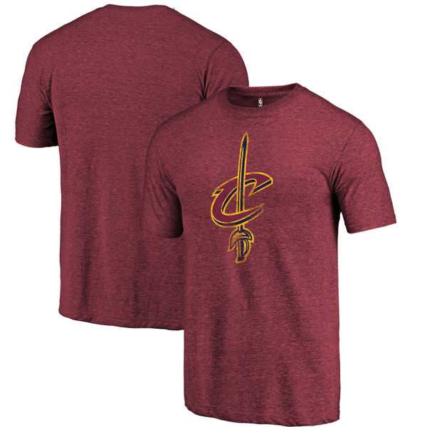 Cleveland Cavaliers Wine Distressed Team Fanatics Branded Tri-Blend T-Shirt