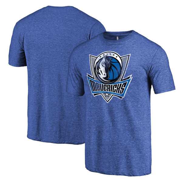 Dallas Mavericks Heather Royal Distressed Team Logo Fanatics Branded Tri-Blend T-Shirt