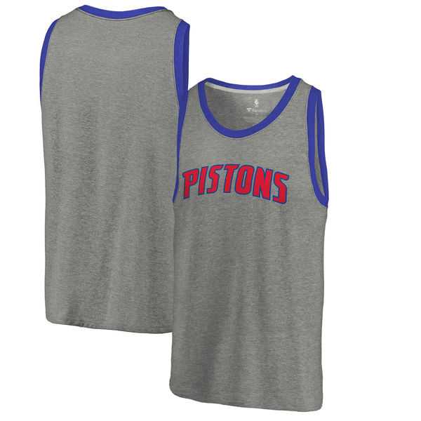 Detroit Pistons Fanatics Branded Wordmark Tri-Blend Tank Top - Heathered Gray