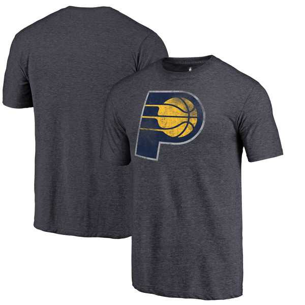 Indiana Pacers Heather Navy Distressed Team Logo Fanatics Branded Tri-Blend T-Shirt