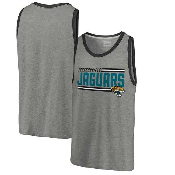 Jacksonville Jaguars NFL Pro Line by Fanatics Branded Iconic Collection Onside Stripe Tri-Blend Tank Top - Heathered Gray