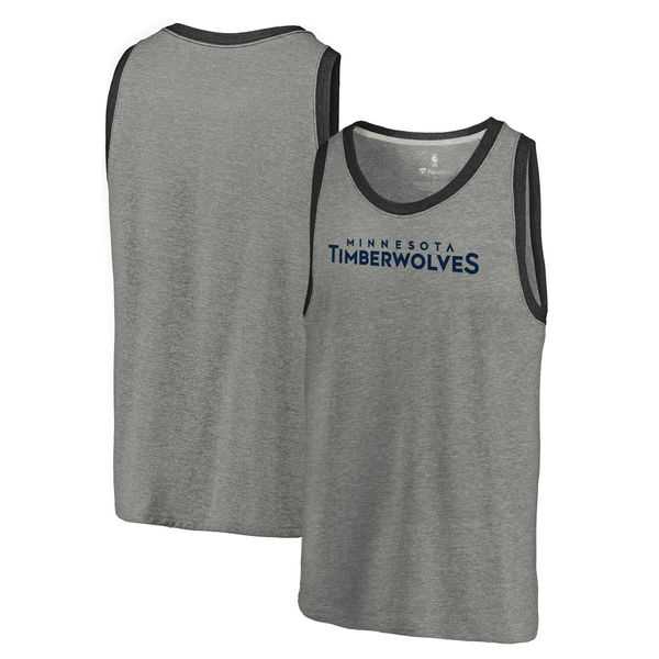 Minnesota Timberwolves Fanatics Branded Wordmark Tri-Blend Tank Top - Heathered Gray