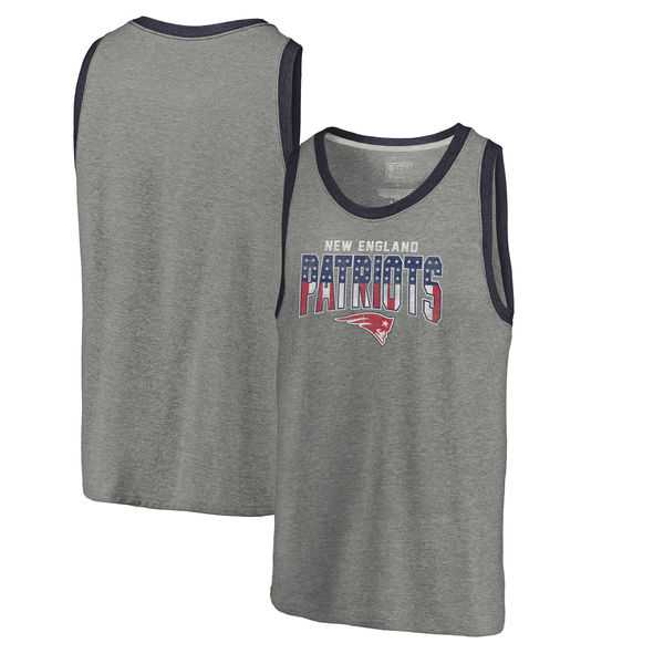 New England Patriots NFL Pro Line by Fanatics Branded Freedom Tri-Blend Tank Top - Heathered Gray