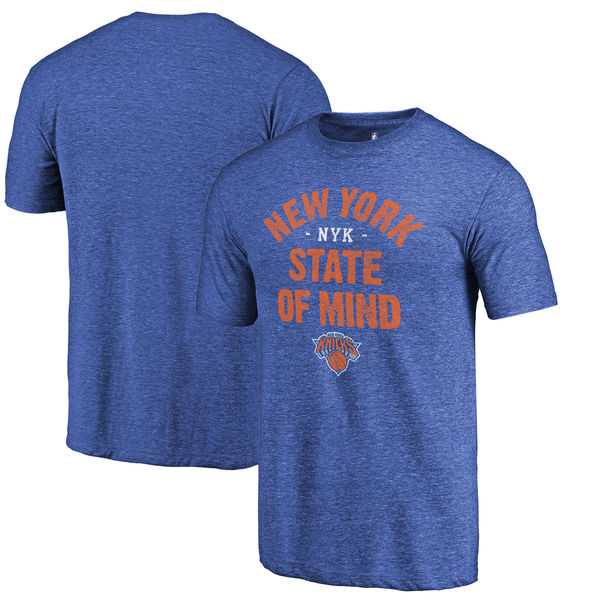 New York Knicks Royal New York State Hometown Collection Fanatics Branded Tri-Blend T-Shirt