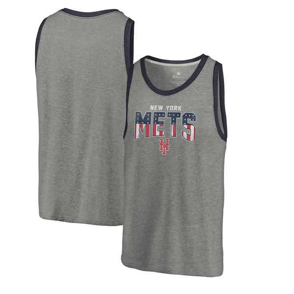 New York Mets Fanatics Branded Freedom Tri-Blend Tank Top - Heathered Gray
