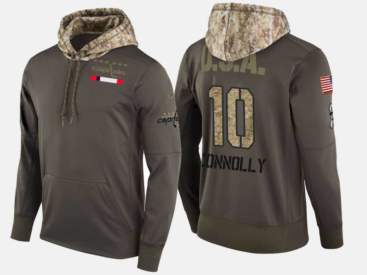 Nike Capitals 10 Brett Connolly Olive Salute To Service Pullover Hoodie