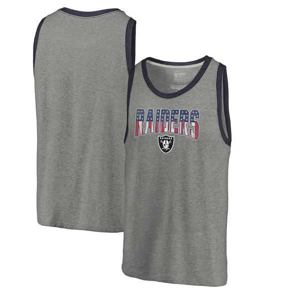 Oakland Raiders NFL Pro Line by Fanatics Branded Freedom Tri-Blend Tank Top - Heathered Gray