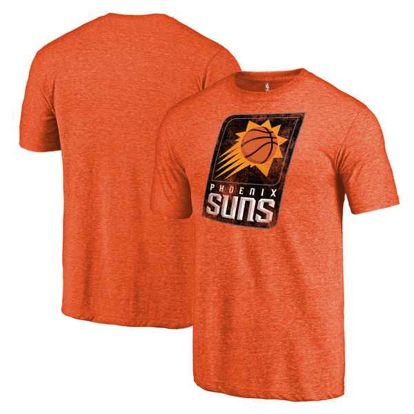 Phoenix Suns Heather Orange Distressed Team Logo Fanatics Branded Tri-Blend T-Shir
