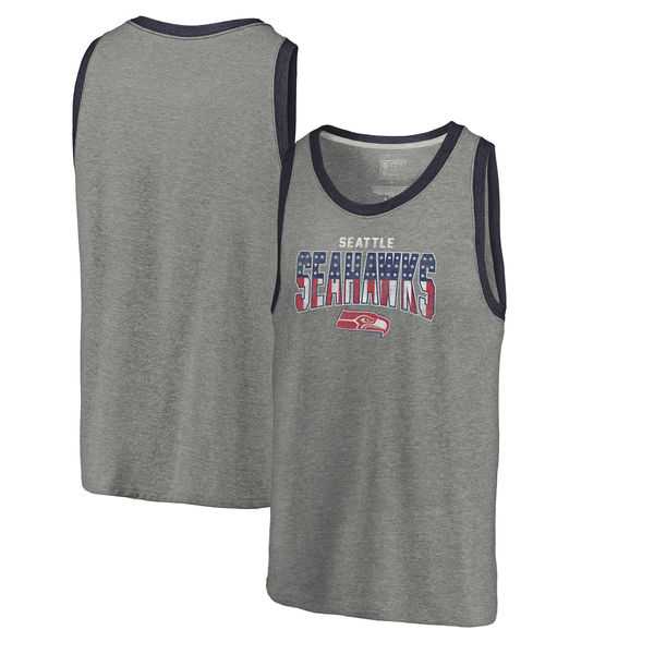 Seattle Seahawks NFL Pro Line by Fanatics Branded Freedom Tri-Blend Tank Top - Heathered Gray