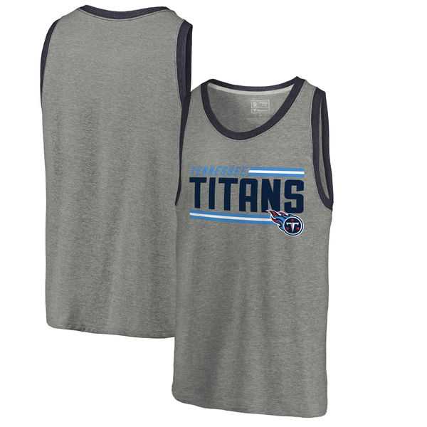 Tennessee Titans NFL Pro Line by Fanatics Branded Iconic Collection Onside Stripe Tri-Blend Tank Top - Heathered Gray