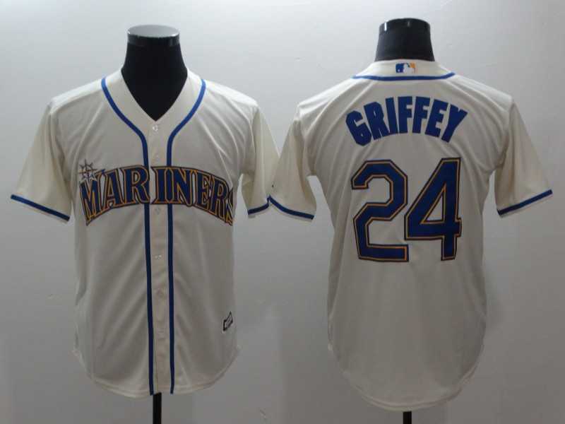 Mariners 24 Ken Griffey Jr. Cream Cool Base Stitched Baseball Jerseys
