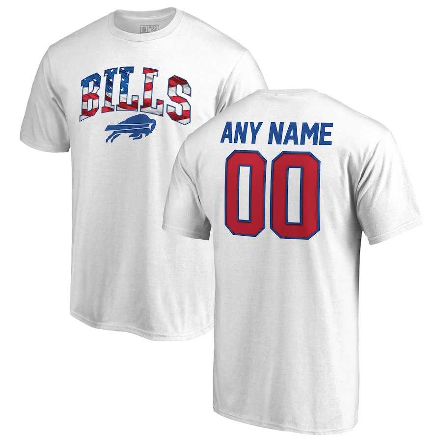 Men's Customized Buffalo Bills NFL Pro Line by Fanatics Branded Any Name & Number Banner Wave T-Shirt White