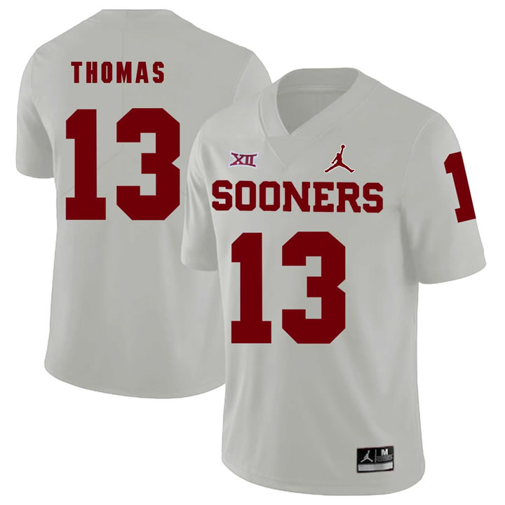 Oklahoma Sooners 13 Ahmad Thomas White College Football Jersey Dzhi
