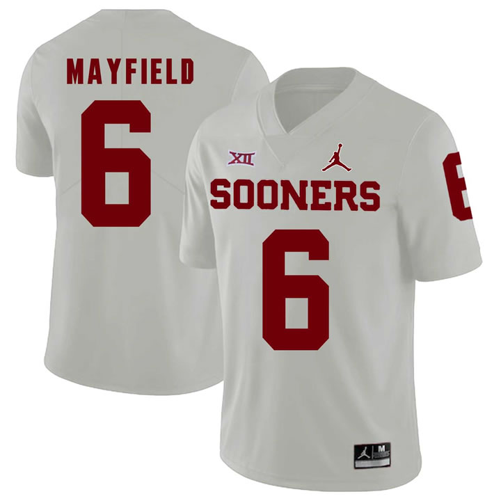 Oklahoma Sooners 6 Baker Mayfield White College Football Jersey Dzhi