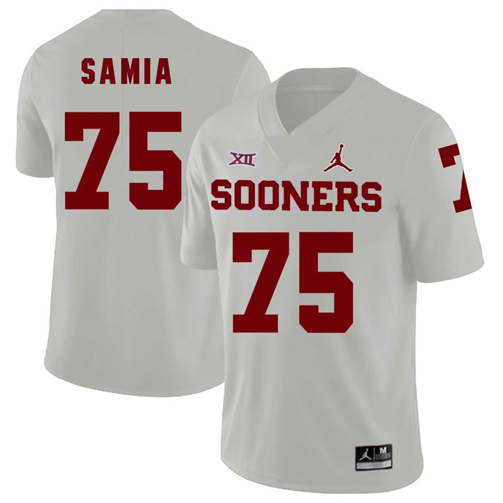 Oklahoma Sooners 75 Dru Samia White College Football Jersey Dzhi